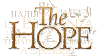 "The Hope" text in brown, surrounded by multilingual translations.