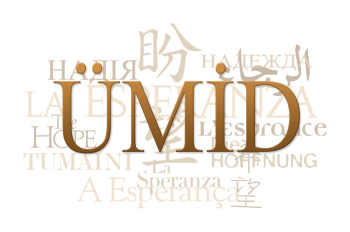 Text collage of the word "hope" in Azerbaijani